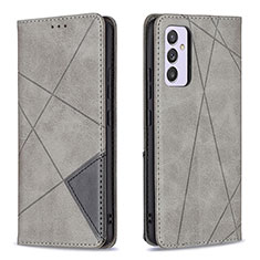 Handytasche Stand Schutzhülle Flip Leder Hülle B07F für Samsung Galaxy A24 4G Grau