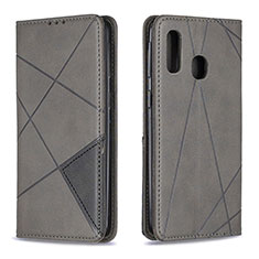 Handytasche Stand Schutzhülle Flip Leder Hülle B07F für Samsung Galaxy A40 Grau