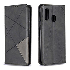 Handytasche Stand Schutzhülle Flip Leder Hülle B07F für Samsung Galaxy A40 Schwarz