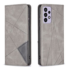 Handytasche Stand Schutzhülle Flip Leder Hülle B07F für Samsung Galaxy A73 5G Grau