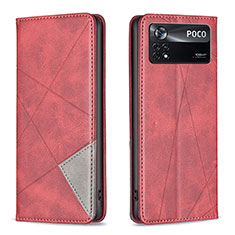 Handytasche Stand Schutzhülle Flip Leder Hülle B07F für Xiaomi Poco X4 Pro 5G Rot