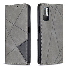 Handytasche Stand Schutzhülle Flip Leder Hülle B07F für Xiaomi Redmi Note 10 5G Grau