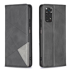 Handytasche Stand Schutzhülle Flip Leder Hülle B07F für Xiaomi Redmi Note 11 4G (2022) Schwarz