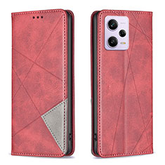 Handytasche Stand Schutzhülle Flip Leder Hülle B07F für Xiaomi Redmi Note 12 Explorer Rot