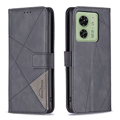 Handytasche Stand Schutzhülle Flip Leder Hülle B08F für Motorola Moto Edge (2023) 5G Schwarz