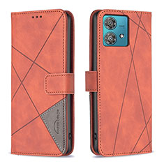 Handytasche Stand Schutzhülle Flip Leder Hülle B08F für Motorola Moto Edge 40 Neo 5G Orange