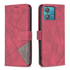 Handytasche Stand Schutzhülle Flip Leder Hülle B08F für Motorola Moto Edge 40 Neo 5G Rot