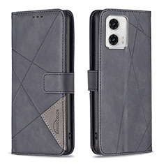 Handytasche Stand Schutzhülle Flip Leder Hülle B08F für Motorola Moto G73 5G Schwarz