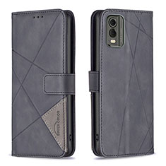 Handytasche Stand Schutzhülle Flip Leder Hülle B08F für Nokia C32 Schwarz