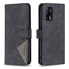 Handytasche Stand Schutzhülle Flip Leder Hülle B08F für Oppo A74 4G Schwarz