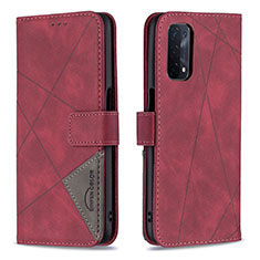 Handytasche Stand Schutzhülle Flip Leder Hülle B08F für Oppo A74 5G Rot