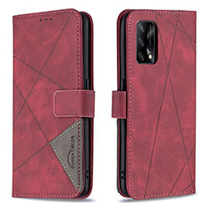 Handytasche Stand Schutzhülle Flip Leder Hülle B08F für Oppo F19 Rot