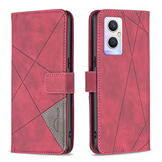 Handytasche Stand Schutzhülle Flip Leder Hülle B08F für Oppo F21 Pro 5G Rot