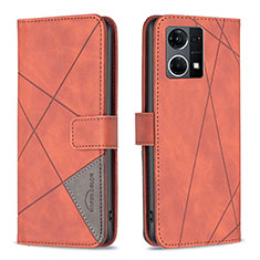 Handytasche Stand Schutzhülle Flip Leder Hülle B08F für Oppo F21s Pro 4G Orange