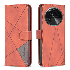 Handytasche Stand Schutzhülle Flip Leder Hülle B08F für Oppo Find X6 5G Orange