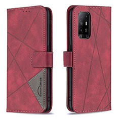 Handytasche Stand Schutzhülle Flip Leder Hülle B08F für Oppo Reno5 Z 5G Rot