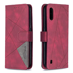 Handytasche Stand Schutzhülle Flip Leder Hülle B08F für Samsung Galaxy A01 SM-A015 Rot