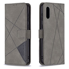 Handytasche Stand Schutzhülle Flip Leder Hülle B08F für Samsung Galaxy A02 Grau