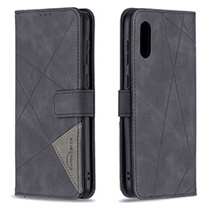 Handytasche Stand Schutzhülle Flip Leder Hülle B08F für Samsung Galaxy A02 Schwarz