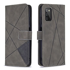 Handytasche Stand Schutzhülle Flip Leder Hülle B08F für Samsung Galaxy A02s Grau