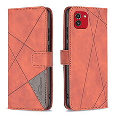 Handytasche Stand Schutzhülle Flip Leder Hülle B08F für Samsung Galaxy A03 Orange