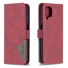 Handytasche Stand Schutzhülle Flip Leder Hülle B08F für Samsung Galaxy A12 Rot