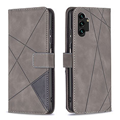 Handytasche Stand Schutzhülle Flip Leder Hülle B08F für Samsung Galaxy A13 4G Grau