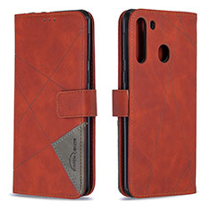 Handytasche Stand Schutzhülle Flip Leder Hülle B08F für Samsung Galaxy A21 Orange