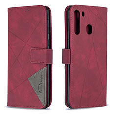 Handytasche Stand Schutzhülle Flip Leder Hülle B08F für Samsung Galaxy A21 Rot