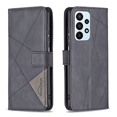 Handytasche Stand Schutzhülle Flip Leder Hülle B08F für Samsung Galaxy A23 4G Schwarz