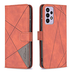 Handytasche Stand Schutzhülle Flip Leder Hülle B08F für Samsung Galaxy A73 5G Orange