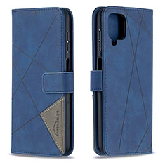Handytasche Stand Schutzhülle Flip Leder Hülle B08F für Samsung Galaxy F12 Blau
