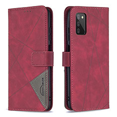 Handytasche Stand Schutzhülle Flip Leder Hülle B08F für Samsung Galaxy M02s Rot