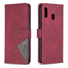 Handytasche Stand Schutzhülle Flip Leder Hülle B08F für Samsung Galaxy M10S Rot