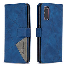 Handytasche Stand Schutzhülle Flip Leder Hülle B08F für Samsung Galaxy S20 5G Blau