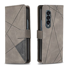 Handytasche Stand Schutzhülle Flip Leder Hülle B08F für Samsung Galaxy Z Fold4 5G Grau