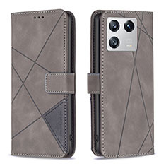 Handytasche Stand Schutzhülle Flip Leder Hülle B08F für Xiaomi Mi 13 5G Grau