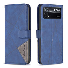 Handytasche Stand Schutzhülle Flip Leder Hülle B08F für Xiaomi Poco X4 Pro 5G Blau