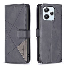 Handytasche Stand Schutzhülle Flip Leder Hülle B08F für Xiaomi Redmi 12 4G Schwarz