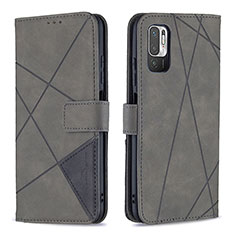 Handytasche Stand Schutzhülle Flip Leder Hülle B08F für Xiaomi Redmi Note 10T 5G Grau