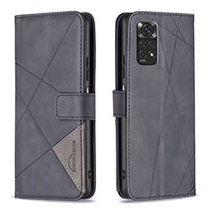 Handytasche Stand Schutzhülle Flip Leder Hülle B08F für Xiaomi Redmi Note 11 4G (2022) Schwarz