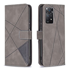 Handytasche Stand Schutzhülle Flip Leder Hülle B08F für Xiaomi Redmi Note 11 Pro 5G Grau