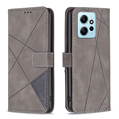 Handytasche Stand Schutzhülle Flip Leder Hülle B08F für Xiaomi Redmi Note 12 4G Grau