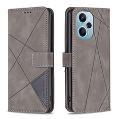 Handytasche Stand Schutzhülle Flip Leder Hülle B08F für Xiaomi Redmi Note 12 Turbo 5G Grau