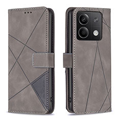 Handytasche Stand Schutzhülle Flip Leder Hülle B08F für Xiaomi Redmi Note 13 5G Grau