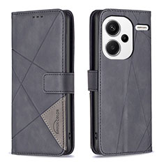 Handytasche Stand Schutzhülle Flip Leder Hülle B08F für Xiaomi Redmi Note 13 Pro+ Plus 5G Schwarz