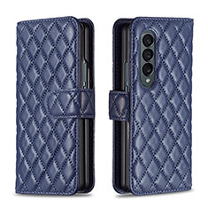 Handytasche Stand Schutzhülle Flip Leder Hülle B10F für Samsung Galaxy Z Fold3 5G Blau