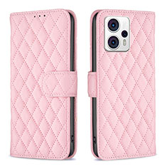 Handytasche Stand Schutzhülle Flip Leder Hülle B11F für Motorola Moto G23 Rosegold