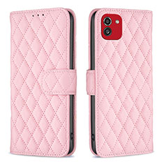 Handytasche Stand Schutzhülle Flip Leder Hülle B11F für Samsung Galaxy A03 Rosegold