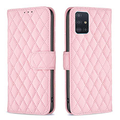 Handytasche Stand Schutzhülle Flip Leder Hülle B11F für Samsung Galaxy A51 4G Rosegold